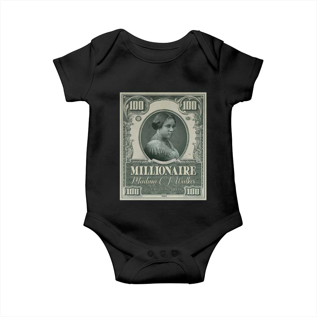 Madam C.J. Walker Baby Onesie Millionaire Black Women Pride TS09 Black Print Your Wear