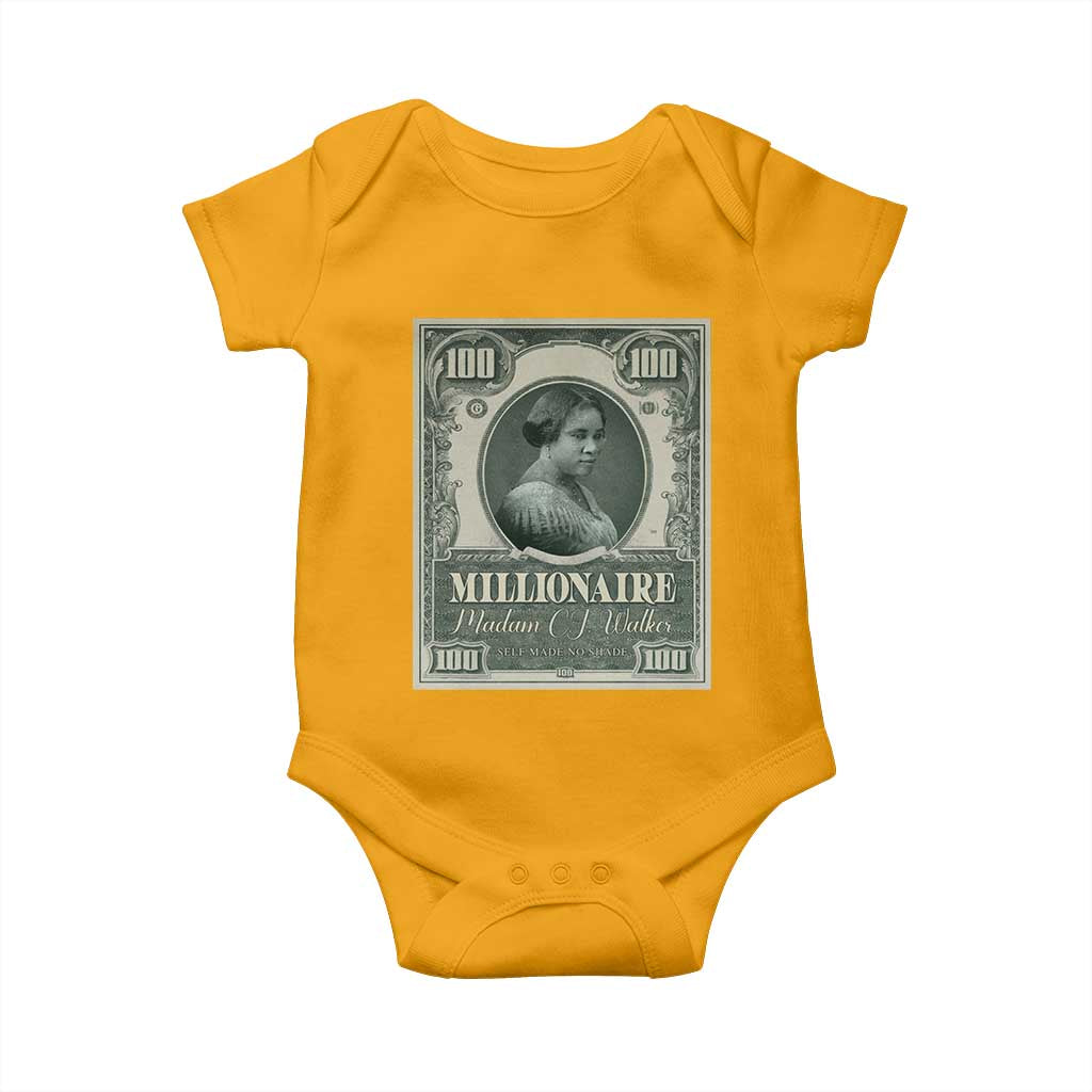 Madam C.J. Walker Baby Onesie Millionaire Black Women Pride TS09 Gold Print Your Wear