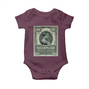 Madam C.J. Walker Baby Onesie Millionaire Black Women Pride TS09 Maroon Print Your Wear