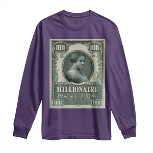 Madam C.J. Walker Long Sleeve Shirt Millionaire Black Women Pride TS09 Purple Print Your Wear