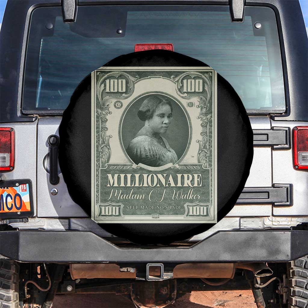 Madam C.J. Walker Spare Tire Cover Millionaire Black Women Pride TS09 No hole Black Print Your Wear