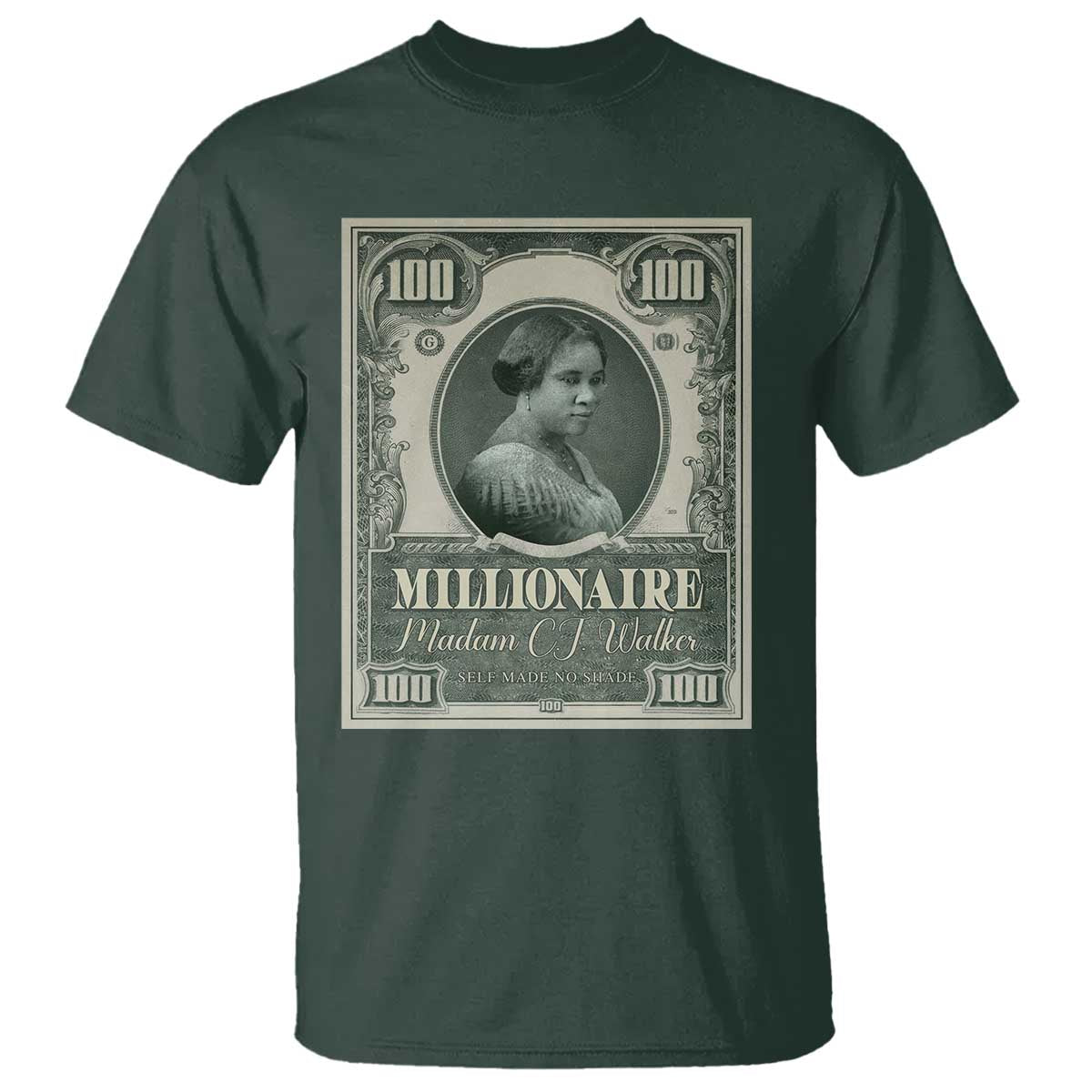 Madam C.J. Walker T Shirt Millionaire Black Women Pride TS09 Dark Forest Green Print Your Wear