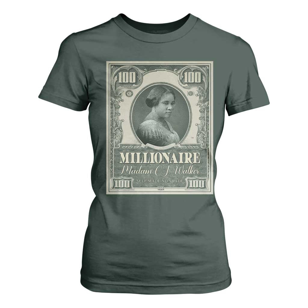 Madam C.J. Walker T Shirt For Women Millionaire Black Women Pride TS09 Dark Forest Green Print Your Wear