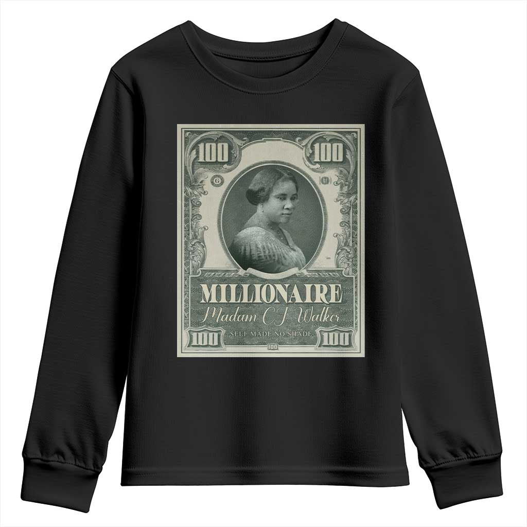 Madam C.J. Walker Youth Sweatshirt Millionaire Black Women Pride TS09 Black Print Your Wear