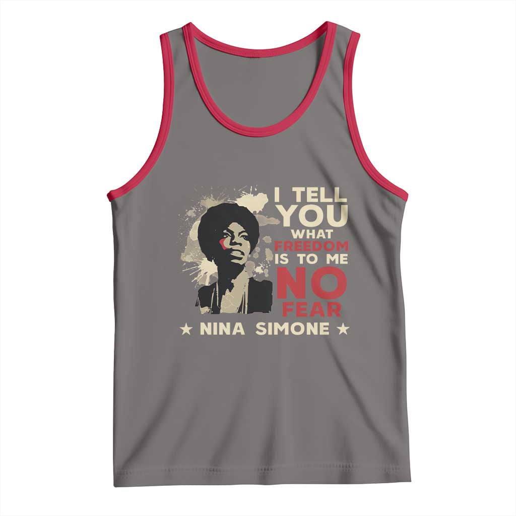 Nina Simone Tank Top I Tell You What Freedom Is To Me No Fear TS09 Deep Heather Red Print Your Wear