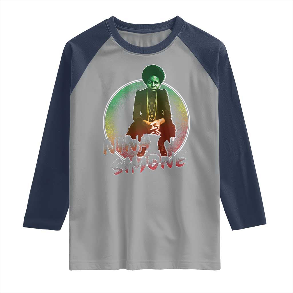 Nina Simone Raglan Shirt Black Women History Pride TS09 Sport Gray Navy Print Your Wear