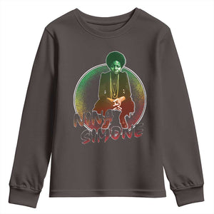 Nina Simone Youth Sweatshirt Black Women History Pride TS09 Dark Chocolate Print Your Wear