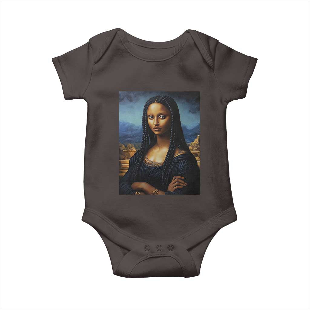 Black Women Pride Baby Onesie Melanin Mona Lisa Afro Queen Aesthetic Black History TS09 Dark Chocolate Print Your Wear