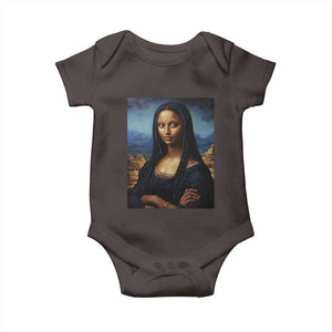 Black Women Pride Baby Onesie Melanin Mona Lisa Afro Queen Aesthetic Black History TS09 Dark Chocolate Print Your Wear