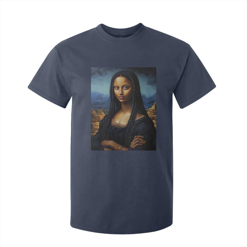 Black Women Pride T Shirt For Kid Melanin Mona Lisa Afro Queen Aesthetic Black History TS09 Navy Print Your Wear
