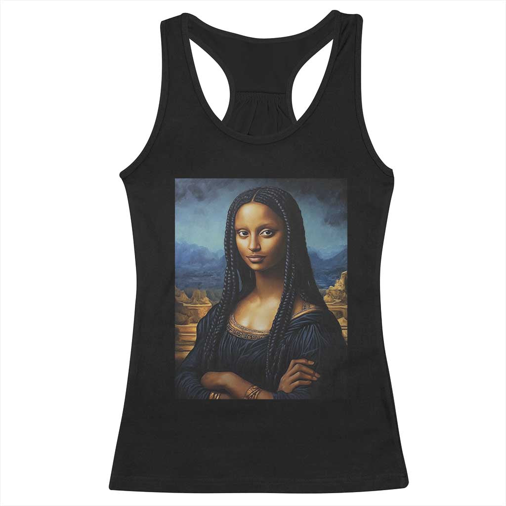 Black Women Pride Racerback Tank Top Melanin Mona Lisa Afro Queen Aesthetic Black History TS09 Black Print Your Wear