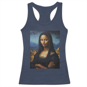 Black Women Pride Racerback Tank Top Melanin Mona Lisa Afro Queen Aesthetic Black History TS09 Navy Print Your Wear