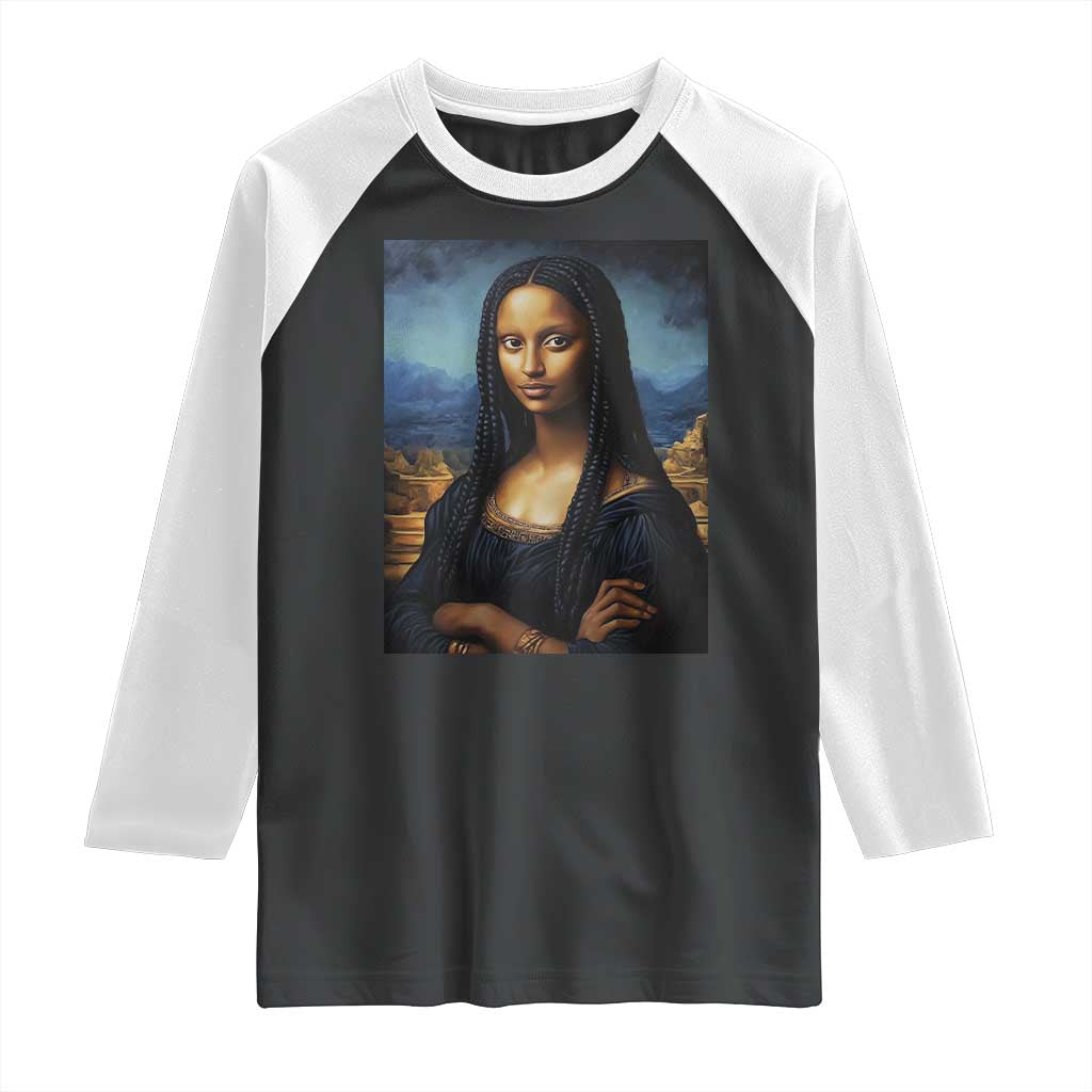 Black Women Pride Raglan Shirt Melanin Mona Lisa Afro Queen Aesthetic Black History TS09 Black White Print Your Wear