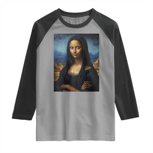 Black Women Pride Raglan Shirt Melanin Mona Lisa Afro Queen Aesthetic Black History TS09 Sport Gray Black Print Your Wear