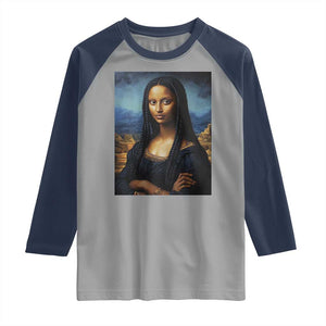 Black Women Pride Raglan Shirt Melanin Mona Lisa Afro Queen Aesthetic Black History TS09 Sport Gray Navy Print Your Wear