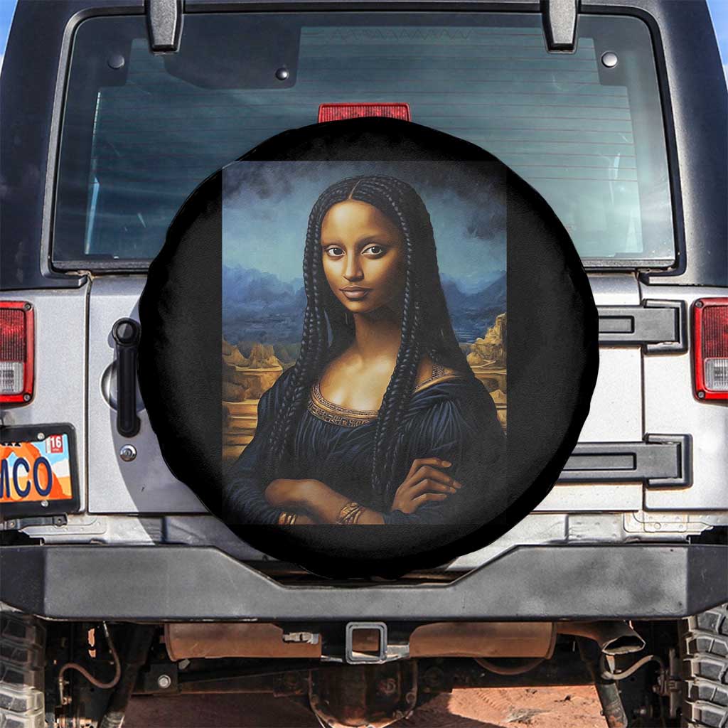 Black Women Pride Spare Tire Cover Melanin Mona Lisa Afro Queen Aesthetic Black History TS09 No hole Black Print Your Wear