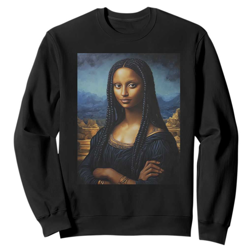 Black Women Pride Sweatshirt Melanin Mona Lisa Afro Queen Aesthetic Black History TS09 Black Print Your Wear
