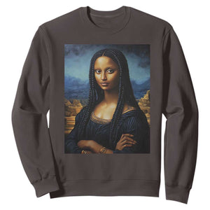 Black Women Pride Sweatshirt Melanin Mona Lisa Afro Queen Aesthetic Black History TS09 Dark Chocolate Print Your Wear