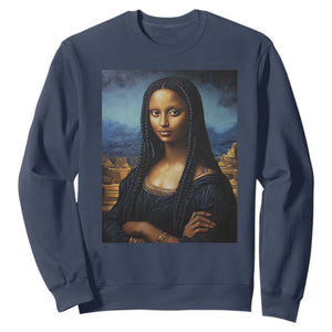 Black Women Pride Sweatshirt Melanin Mona Lisa Afro Queen Aesthetic Black History TS09 Navy Print Your Wear