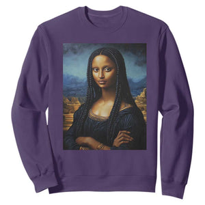 Black Women Pride Sweatshirt Melanin Mona Lisa Afro Queen Aesthetic Black History TS09 Purple Print Your Wear