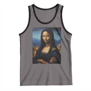 Black Women Pride Tank Top Melanin Mona Lisa Afro Queen Aesthetic Black History TS09 Deep Heather Black Print Your Wear