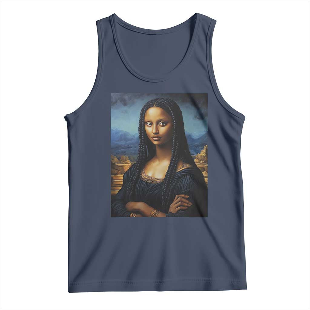 Black Women Pride Tank Top Melanin Mona Lisa Afro Queen Aesthetic Black History TS09 Navy Print Your Wear