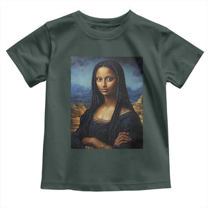 Black Women Pride Toddler T Shirt Melanin Mona Lisa Afro Queen Aesthetic Black History TS09 Dark Forest Green Print Your Wear