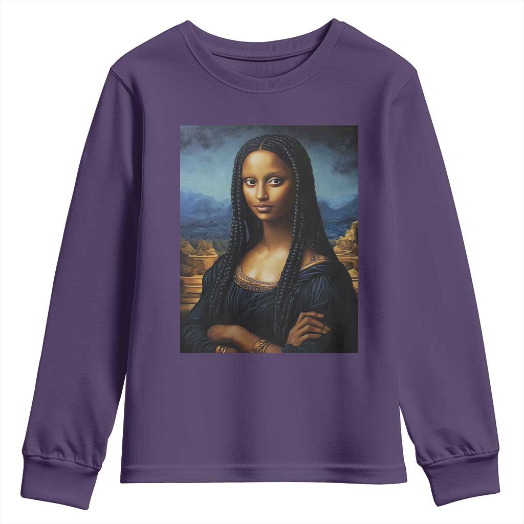 Black Women Pride Youth Sweatshirt Melanin Mona Lisa Afro Queen Aesthetic Black History TS09 Purple Print Your Wear