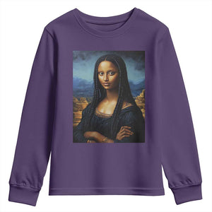 Black Women Pride Youth Sweatshirt Melanin Mona Lisa Afro Queen Aesthetic Black History TS09 Purple Print Your Wear