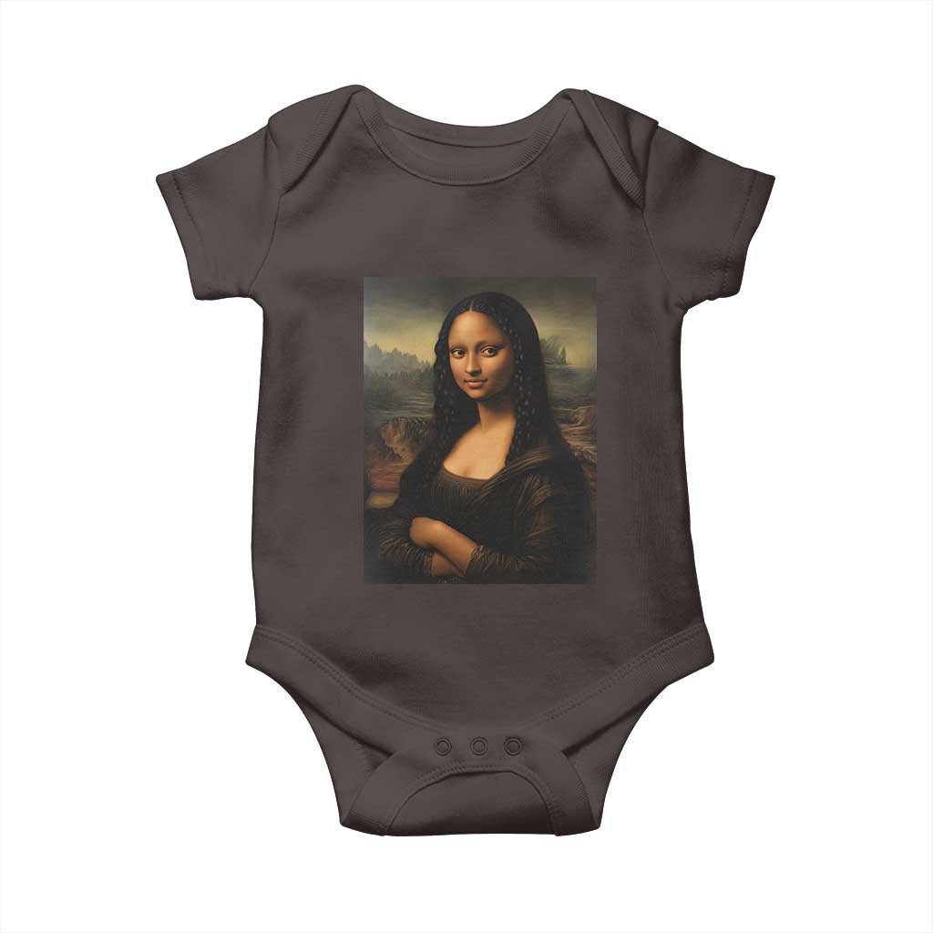 Black Mona Lisa Baby Onesie Melanin Pretty Aesthetic Black History TS09 Dark Chocolate Print Your Wear