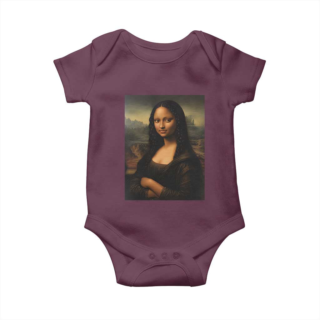 Black Mona Lisa Baby Onesie Melanin Pretty Aesthetic Black History TS09 Maroon Print Your Wear