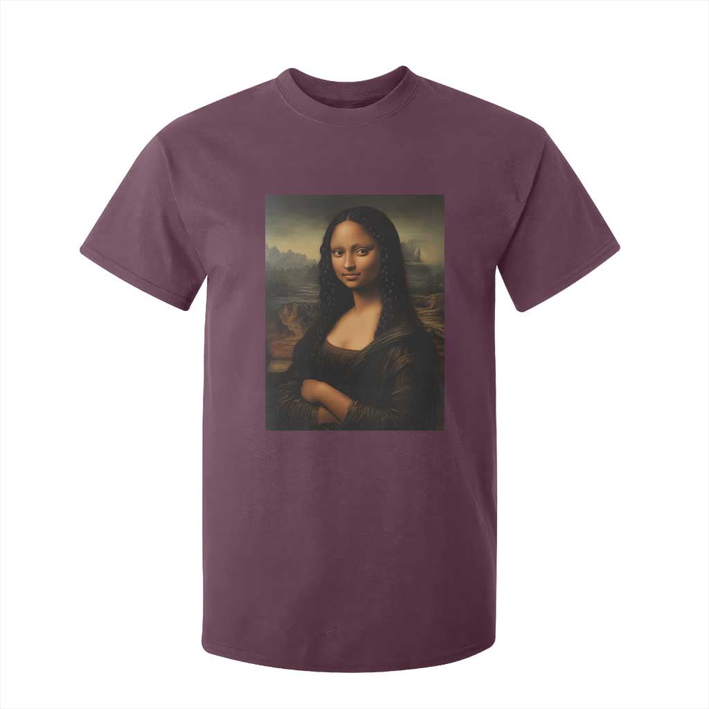 Black Mona Lisa T Shirt For Kid Melanin Pretty Aesthetic Black History TS09 Maroon Print Your Wear