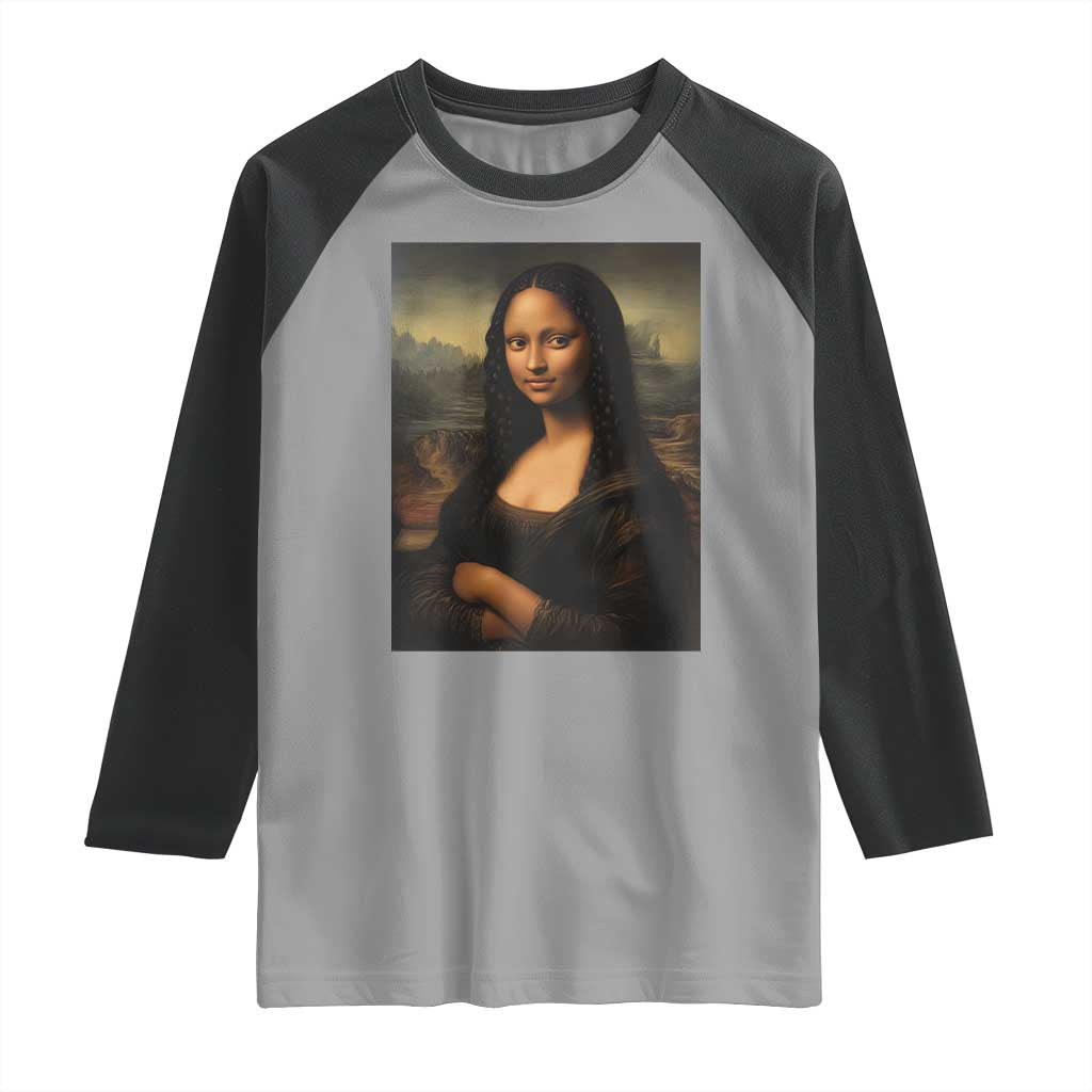 Black Mona Lisa Raglan Shirt Melanin Pretty Aesthetic Black History TS09 Sport Gray Black Print Your Wear