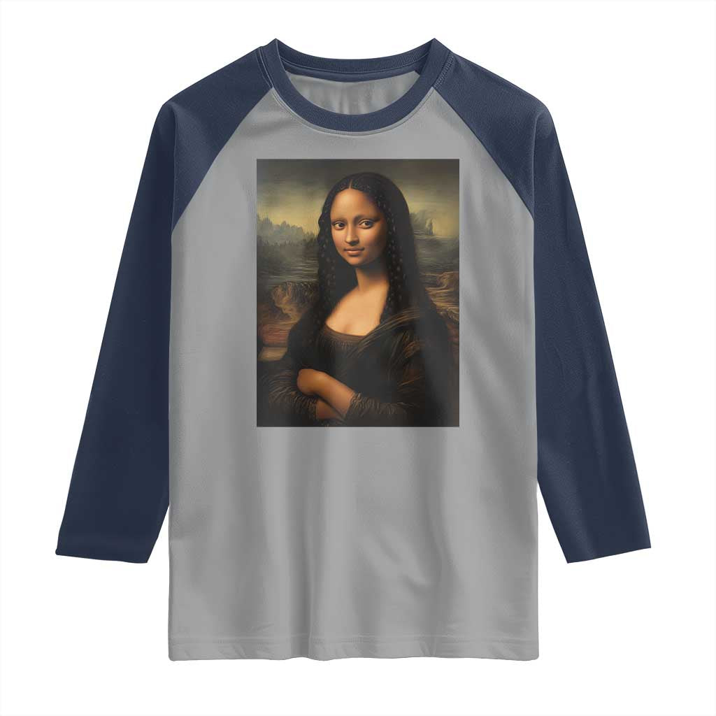 Black Mona Lisa Raglan Shirt Melanin Pretty Aesthetic Black History TS09 Sport Gray Navy Print Your Wear