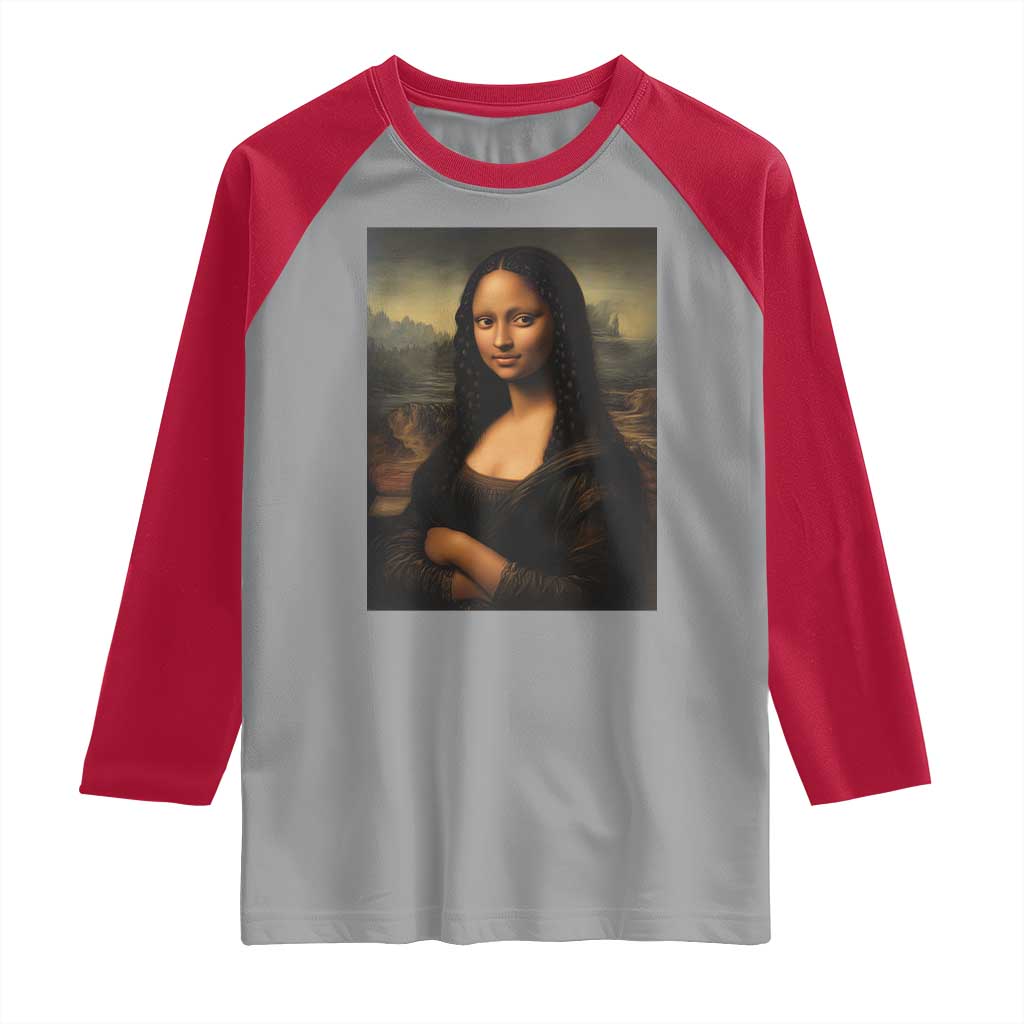 Black Mona Lisa Raglan Shirt Melanin Pretty Aesthetic Black History TS09 Sport Gray Red Print Your Wear