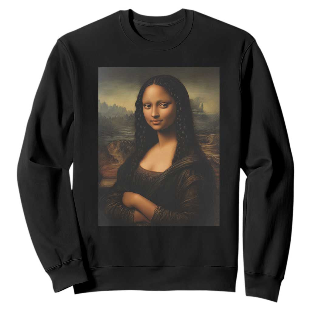 Black Mona Lisa Sweatshirt Melanin Pretty Aesthetic Black History TS09 Black Print Your Wear