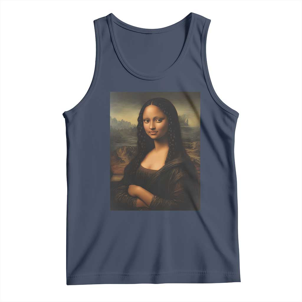 Black Mona Lisa Tank Top Melanin Pretty Aesthetic Black History TS09 Navy Print Your Wear