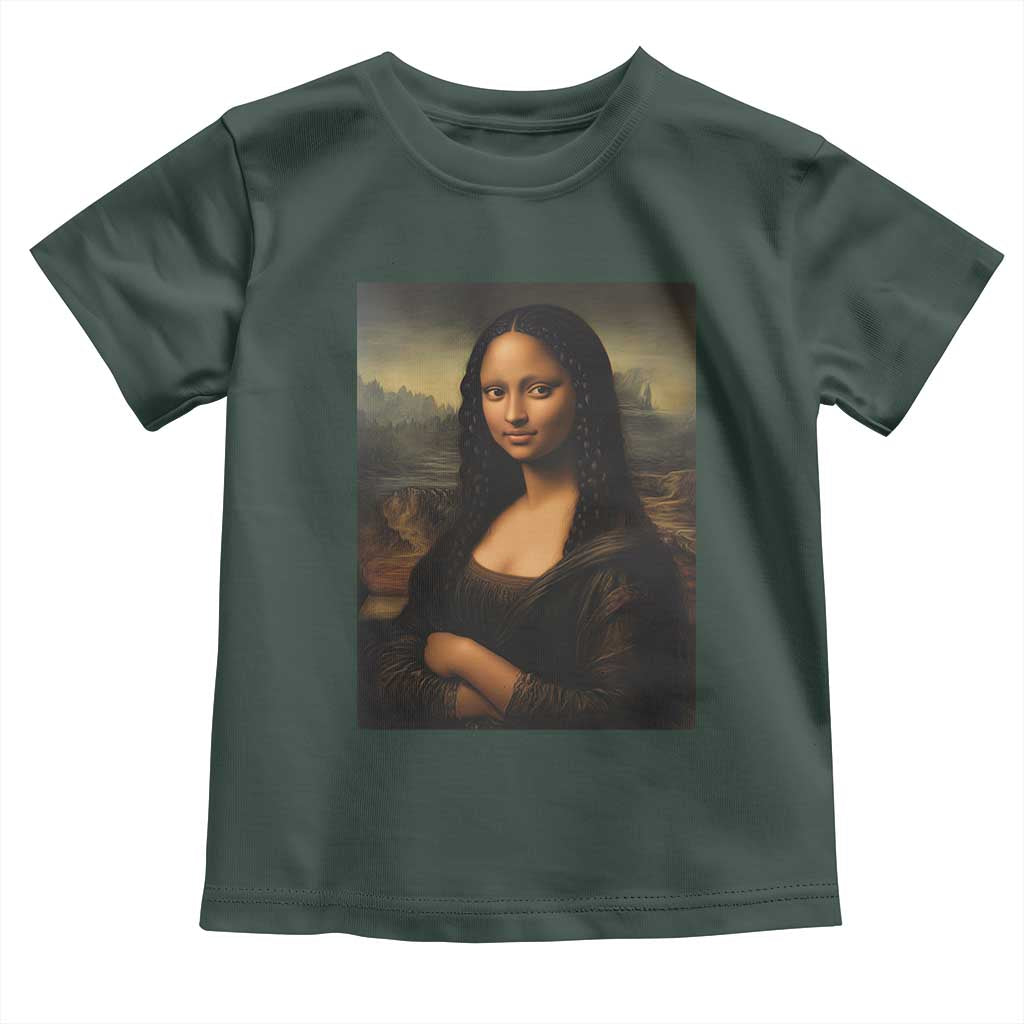 Black Mona Lisa Toddler T Shirt Melanin Pretty Aesthetic Black History TS09 Dark Forest Green Print Your Wear