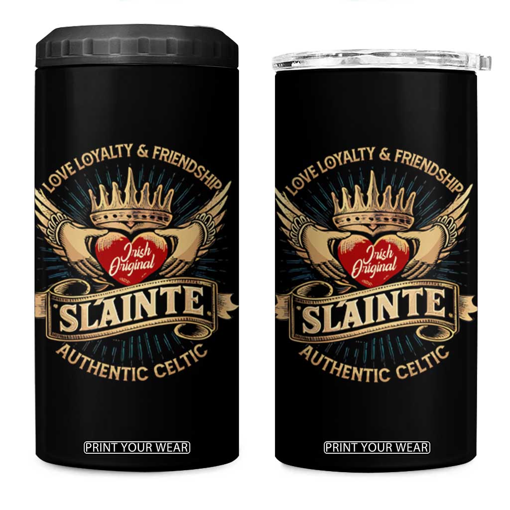 Celtic Claddagh 4 in 1 Can Cooler Tumbler Love Loyalty Friendship Slainte TS09 One Size: 16 oz Black Print Your Wear