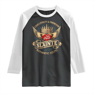 Celtic Claddagh Raglan Shirt Love Loyalty Friendship Slainte TS09 Black White Print Your Wear