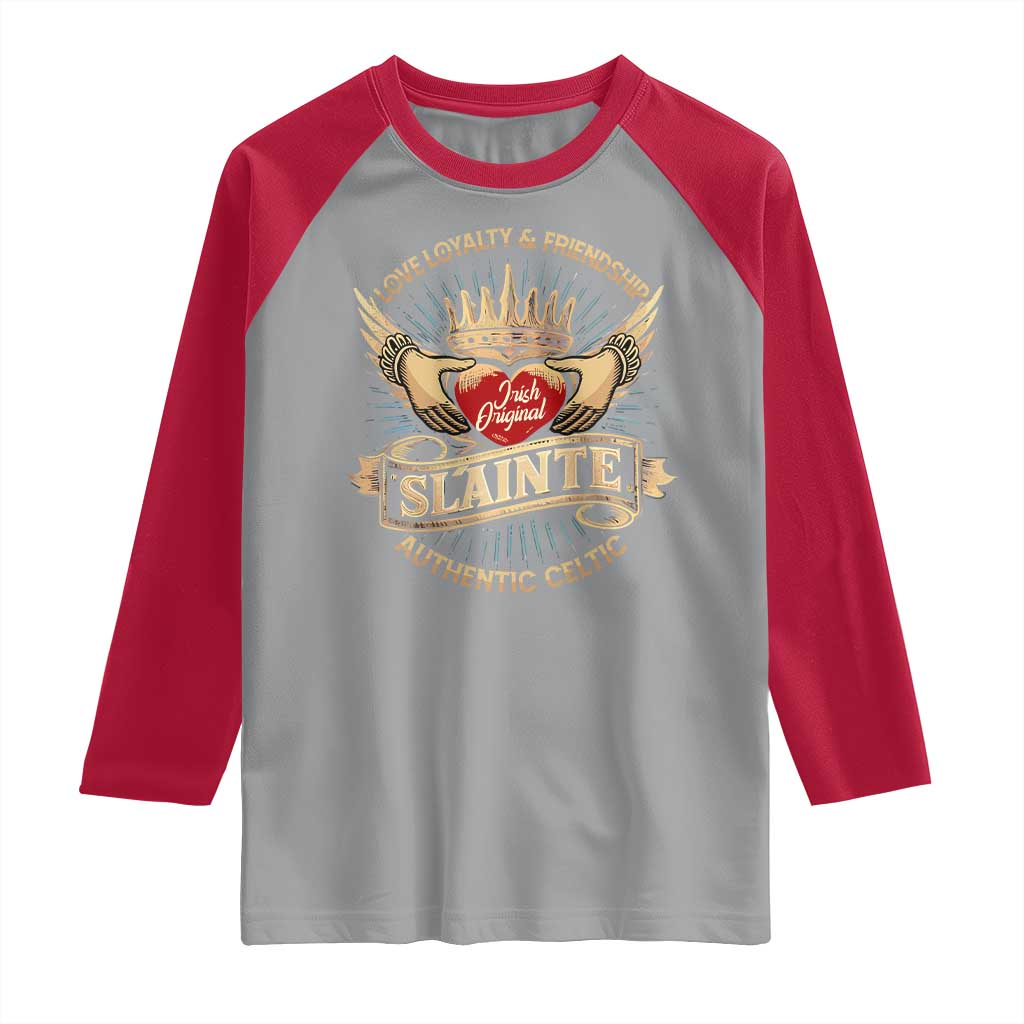 Celtic Claddagh Raglan Shirt Love Loyalty Friendship Slainte TS09 Sport Gray Red Print Your Wear