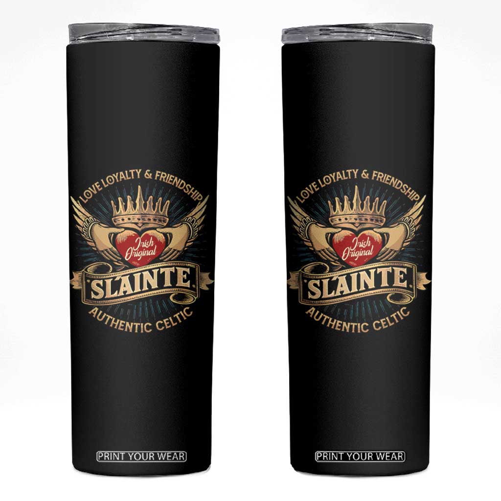Celtic Claddagh Skinny Tumbler Love Loyalty Friendship Slainte TS09 Black Print Your Wear
