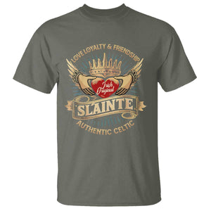 Celtic Claddagh T Shirt Love Loyalty Friendship Slainte TS09 Military Green Print Your Wear