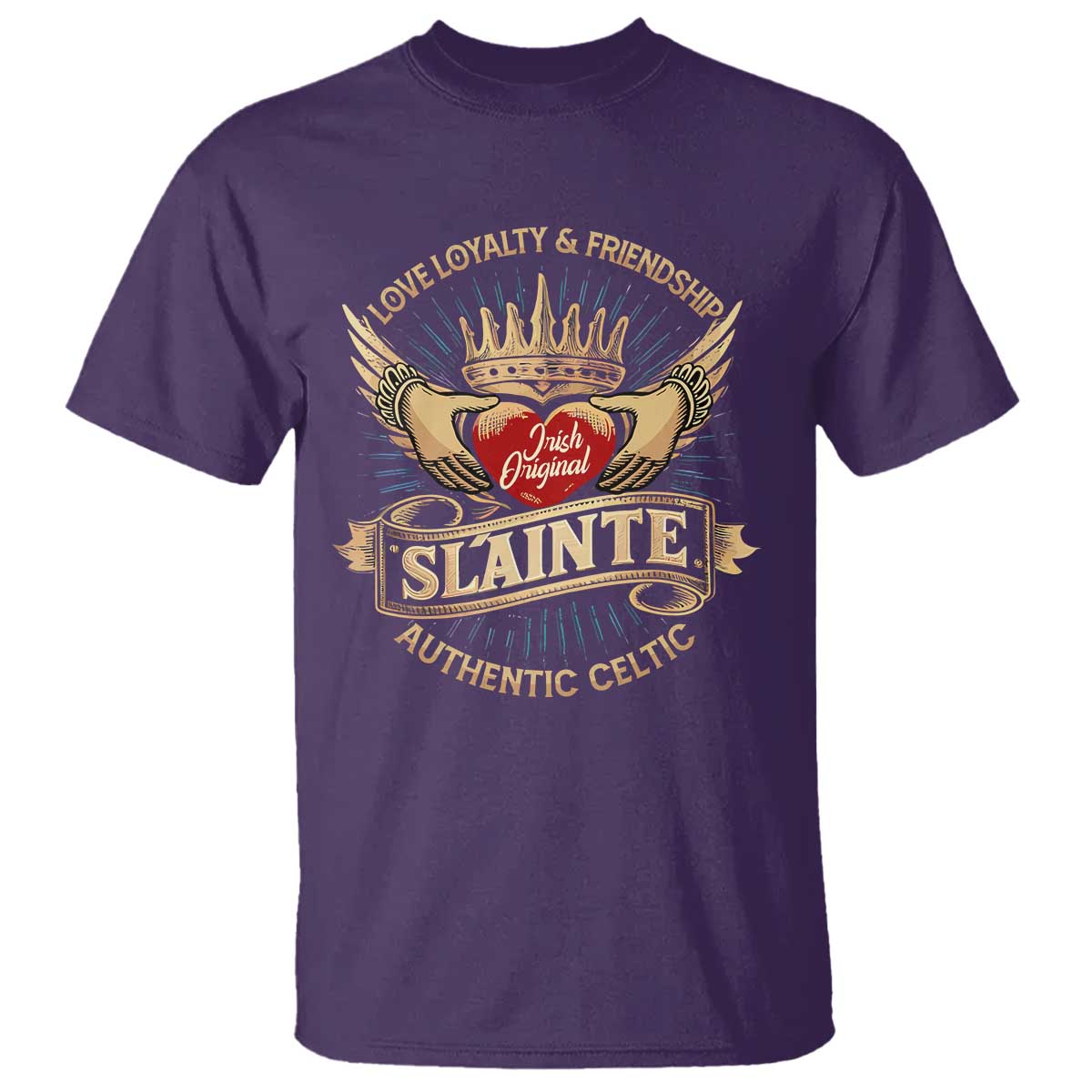 Celtic Claddagh T Shirt Love Loyalty Friendship Slainte TS09 Purple Print Your Wear