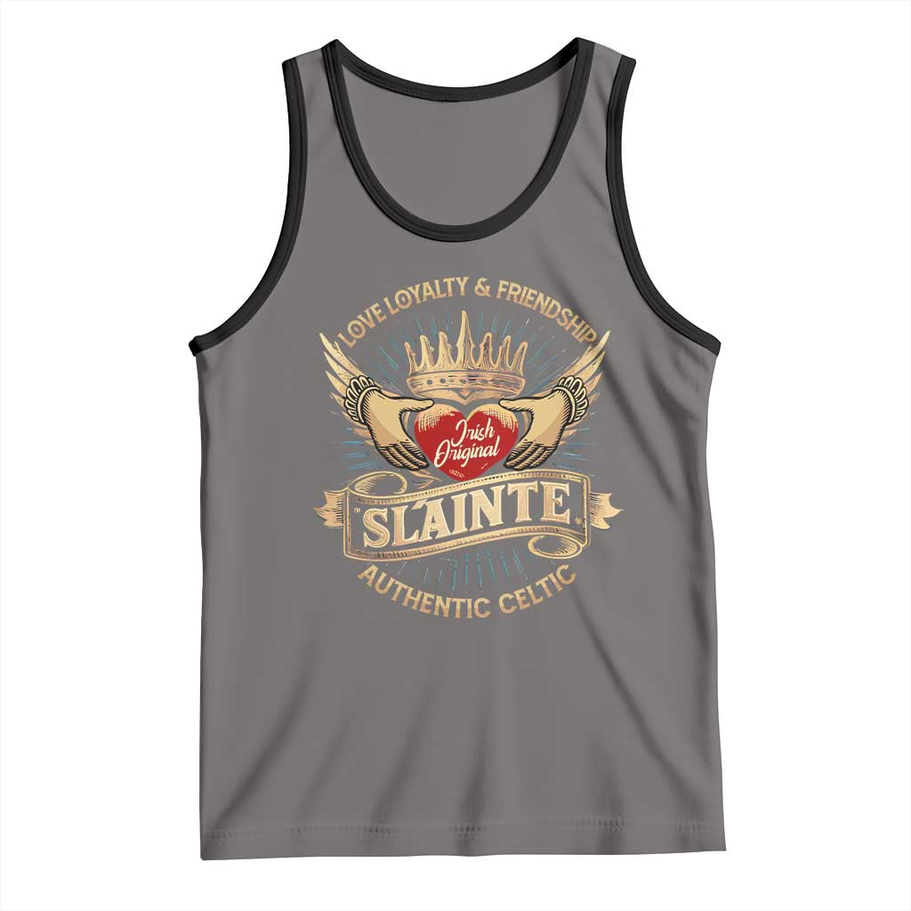 Celtic Claddagh Tank Top Love Loyalty Friendship Slainte TS09 Deep Heather Black Print Your Wear