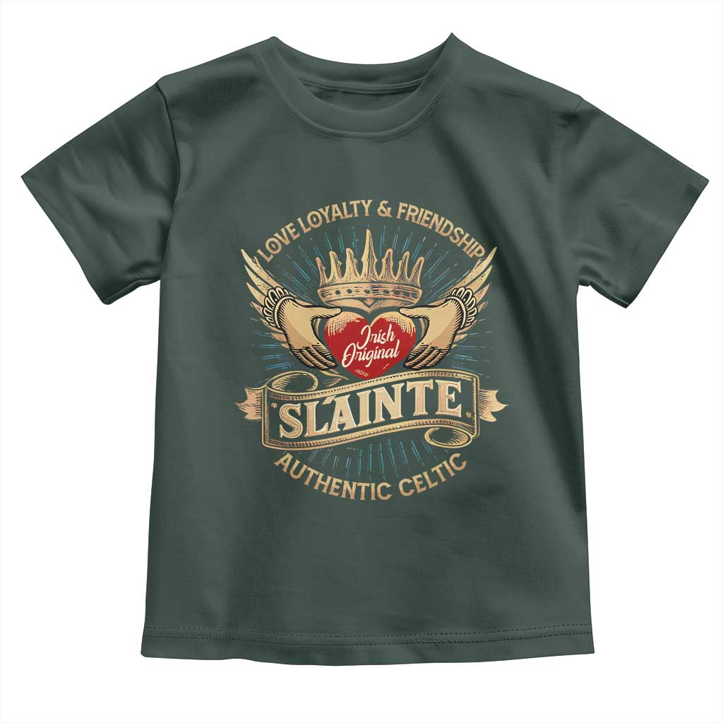 Celtic Claddagh Toddler T Shirt Love Loyalty Friendship Slainte TS09 Dark Forest Green Print Your Wear