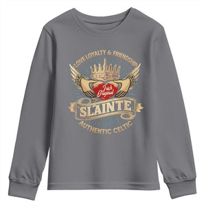 Celtic Claddagh Youth Sweatshirt Love Loyalty Friendship Slainte TS09 Charcoal Print Your Wear