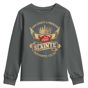 Celtic Claddagh Youth Sweatshirt Love Loyalty Friendship Slainte TS09 Dark Heather Print Your Wear