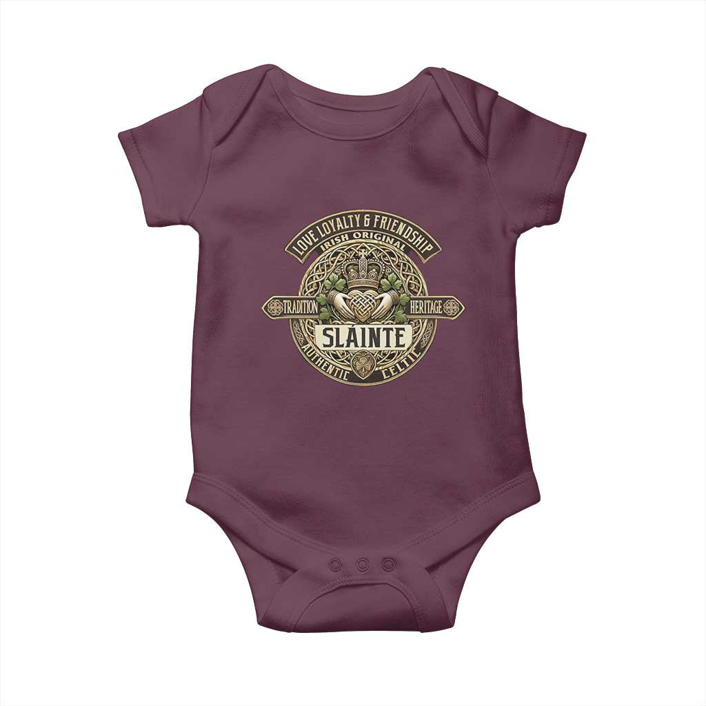 Celtic Claddagh Baby Onesie Slainte Love Loyalty Friendship Vintage TS09 Maroon Print Your Wear