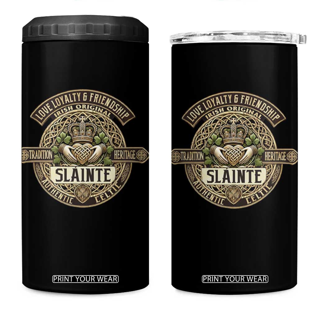 Celtic Claddagh 4 in 1 Can Cooler Tumbler Slainte Love Loyalty Friendship Vintage TS09 One Size: 16 oz Black Print Your Wear